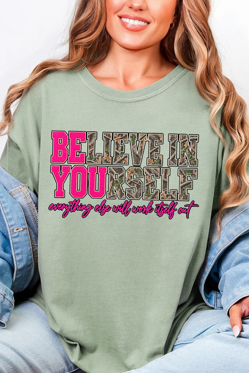 Believe In Yourself Pink Spark Comfort Colors Adult Ring-Spun Cotton Tee