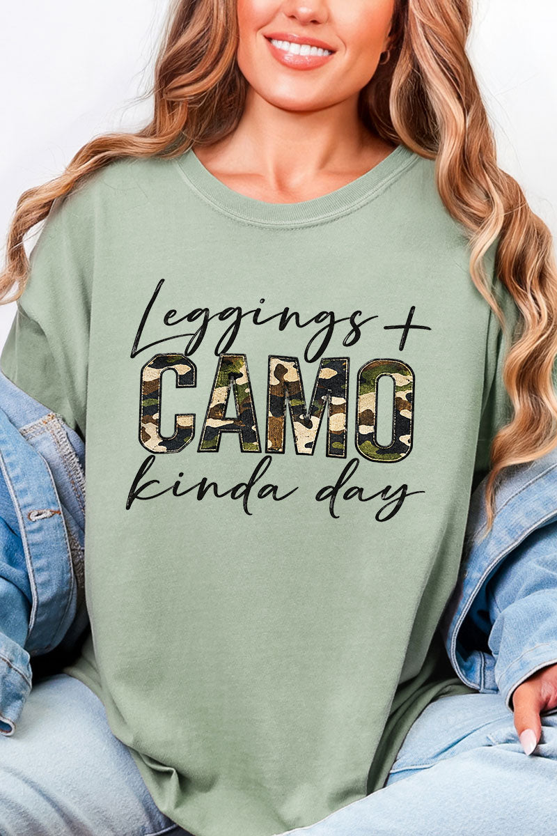Leggings + Camo Kinda Day Comfort Colors Adult Ring-Spun Cotton Tee