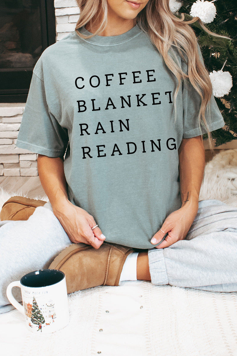 Coffee Blanket Rain Reading Comfort Colors Adult Ring-Spun Cotton Tee