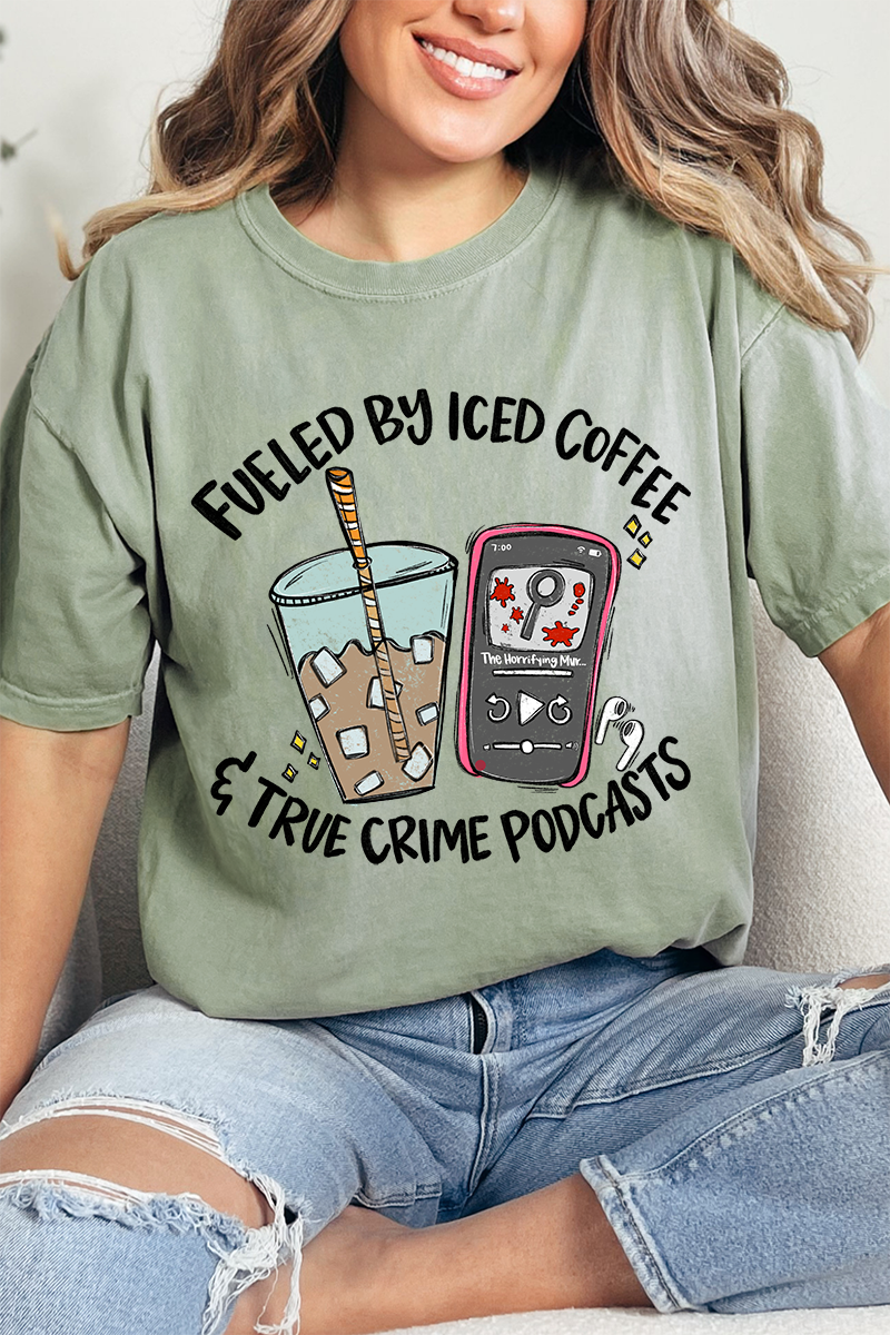 Iced Coffee & True Crime Comfort Colors Adult Ring-Spun Cotton Tee