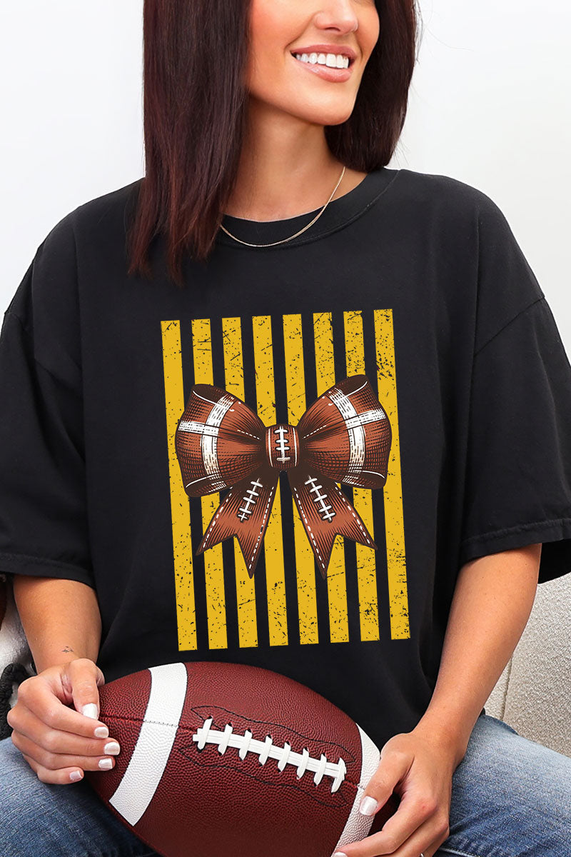 Yellow Gold Varsity Bow Comfort Colors Adult Ring-Spun Cotton Tee