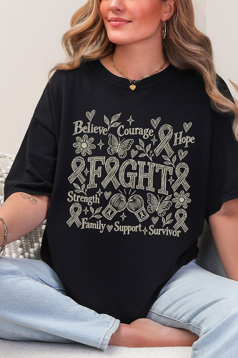 Fight Ribbon Sketch Comfort Colors Adult Ring-Spun Cotton Tee