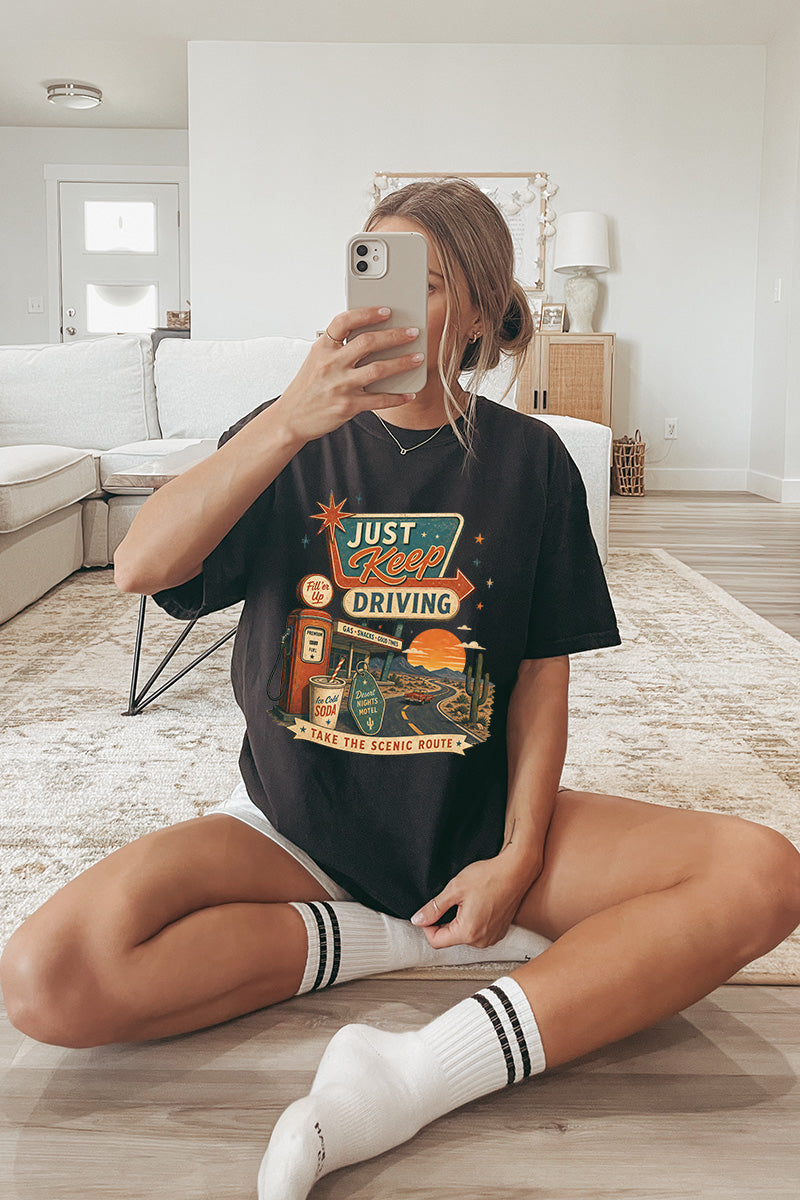Just Keep Driving Comfort Colors Adult Ring-Spun Cotton Tee