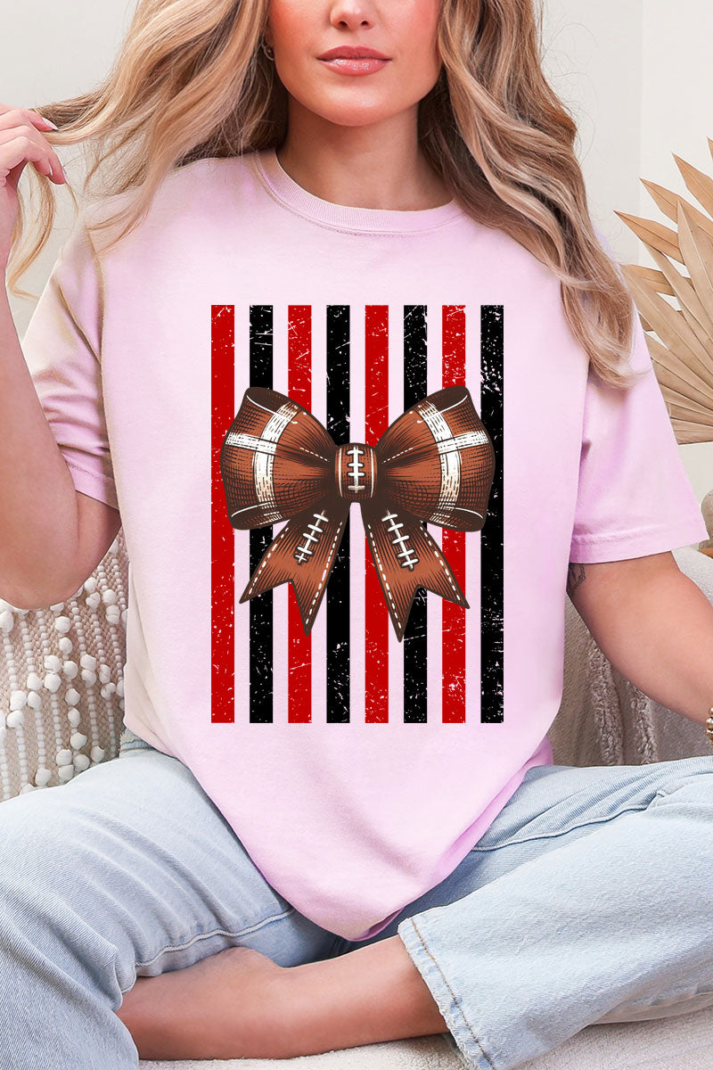 Red & Black Varsity Bow Comfort Colors Adult Ring-Spun Cotton Tee