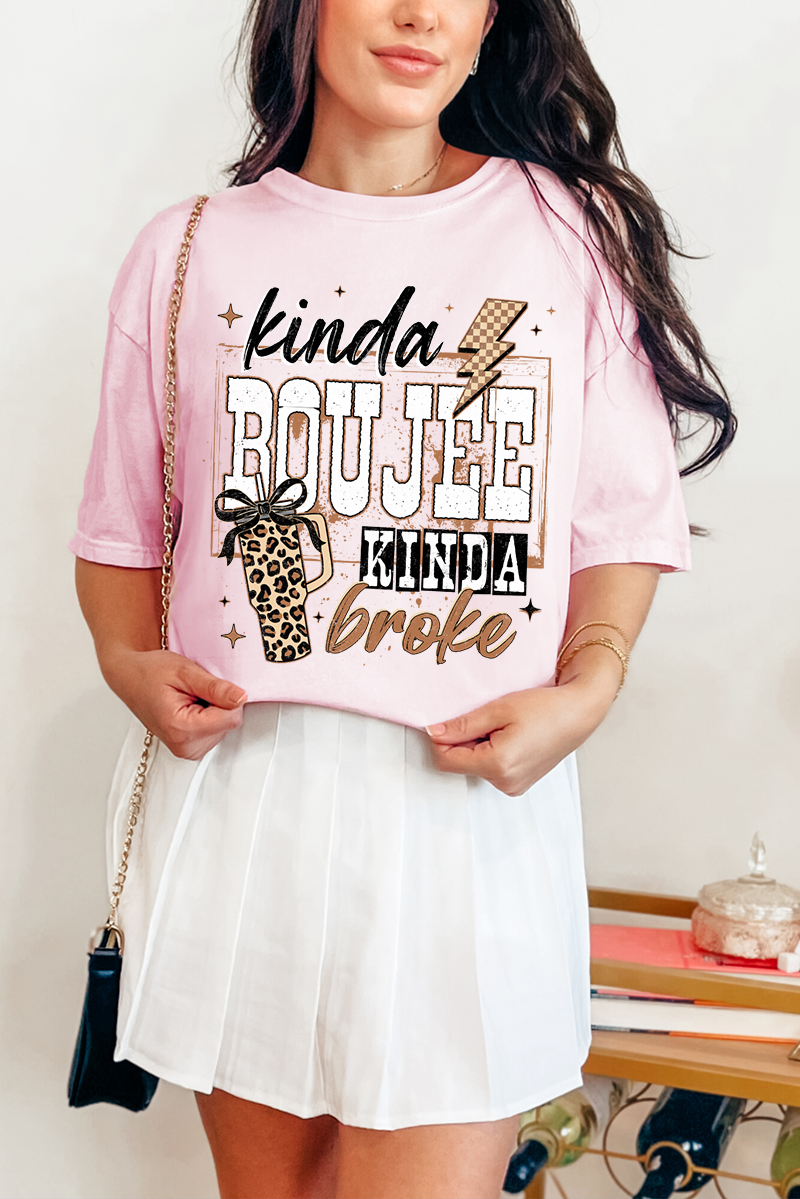 Kinda Boujee Kinda Broke Comfort Colors Adult Ring-Spun Cotton Tee