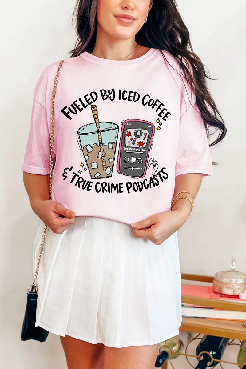 Iced Coffee & True Crime Comfort Colors Adult Ring-Spun Cotton Tee