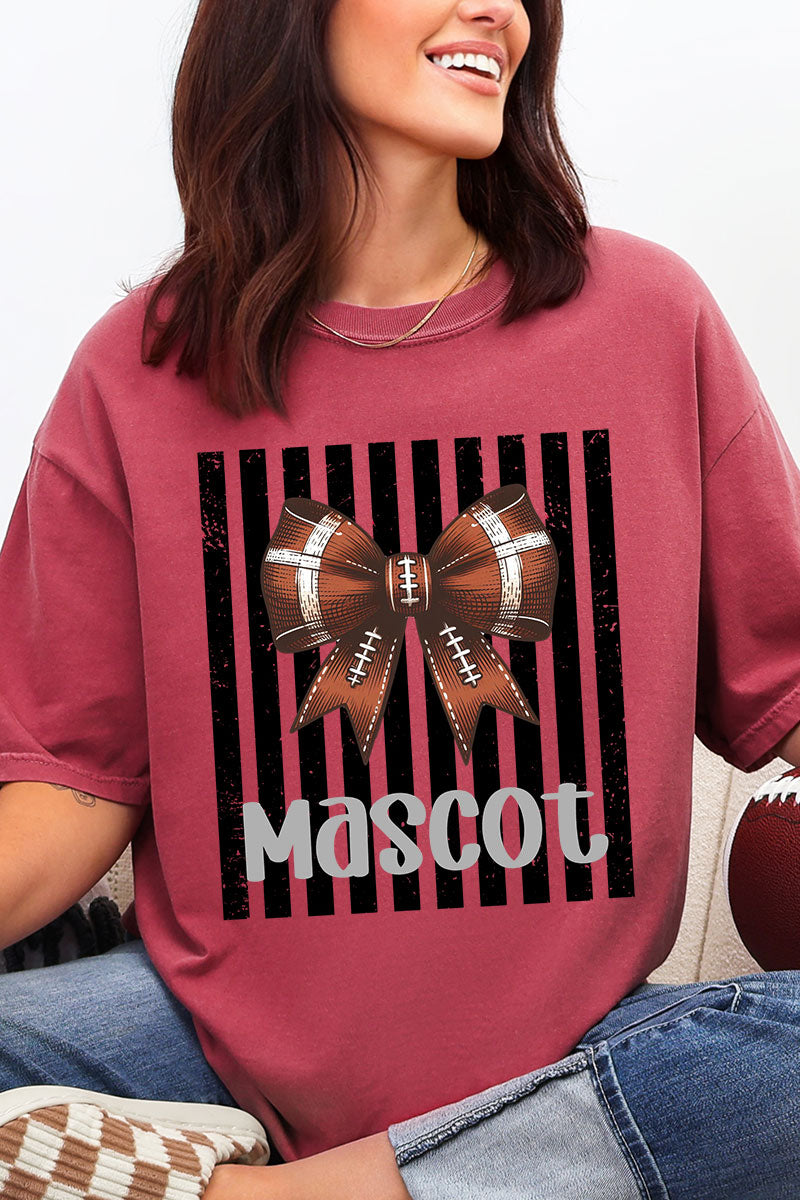 Personalized Black Varsity Bow Comfort Colors Adult Ring-Spun Cotton Tee *Enter Mascot Name