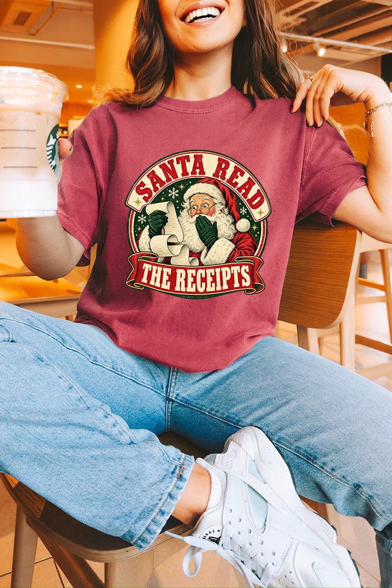 Santa Read The Receipts Comfort Colors Adult Ring-Spun Cotton Tee