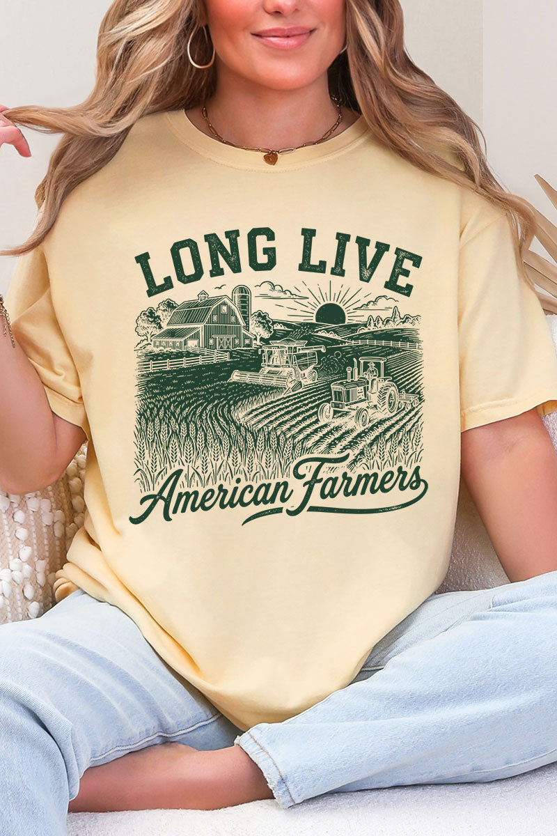Long Live American Farmers Comfort Colors Adult Ring-Spun Cotton Tee
