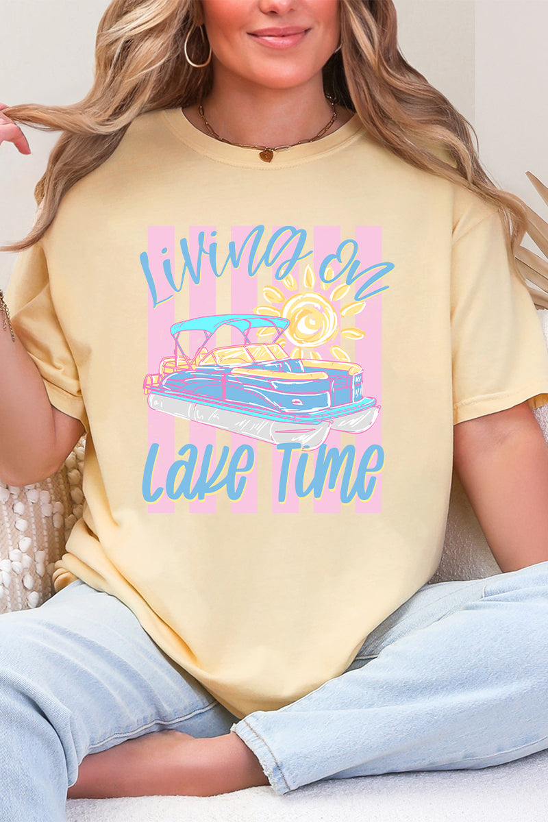Living On Lake Time Comfort Colors Adult Ring-Spun Cotton Tee