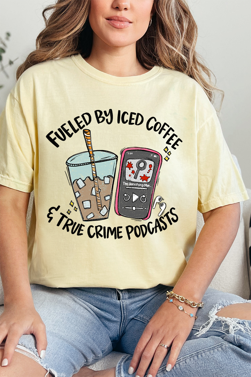 Iced Coffee & True Crime Comfort Colors Adult Ring-Spun Cotton Tee
