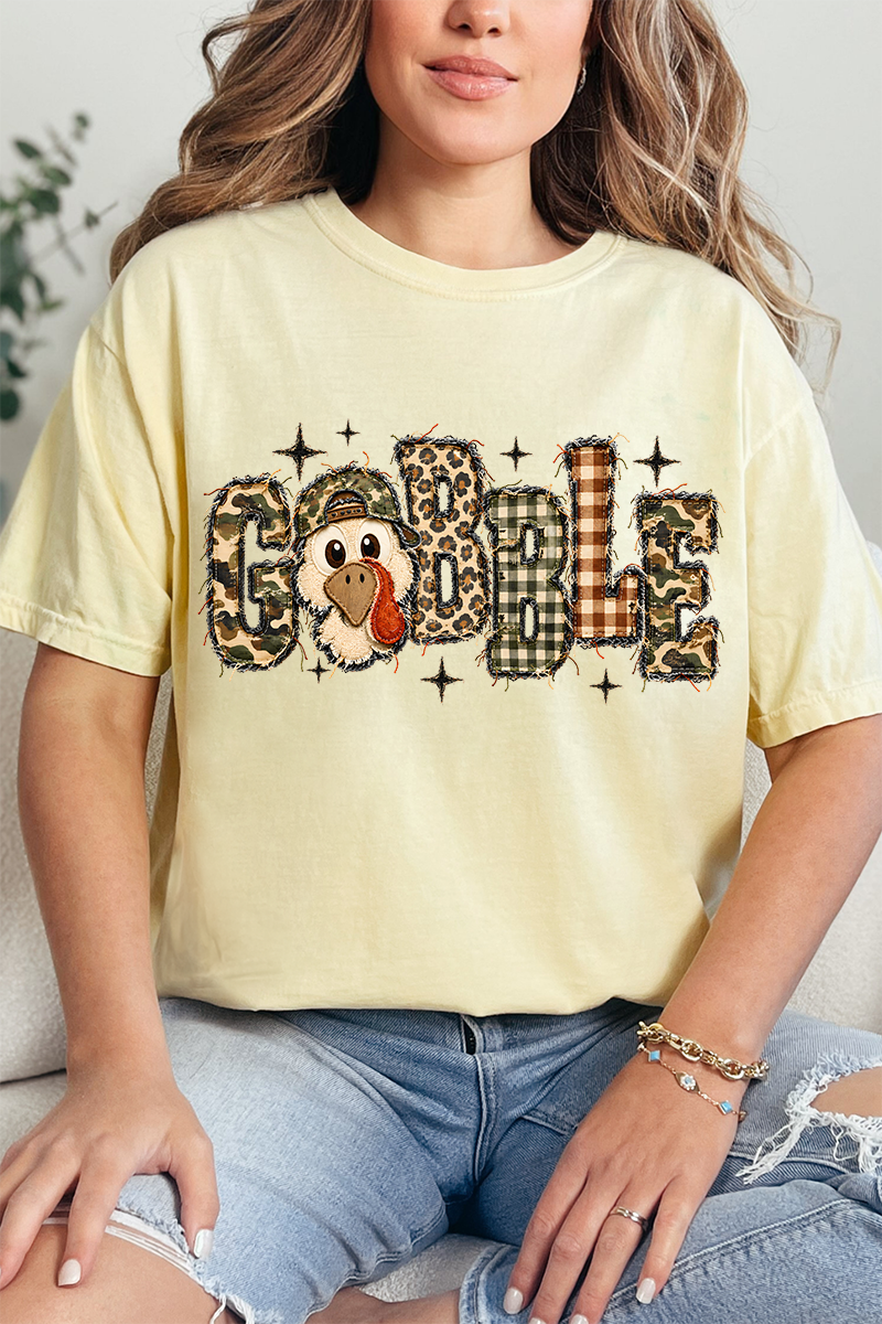 Gobble In Camo Comfort Colors Adult Ring-Spun Cotton Tee