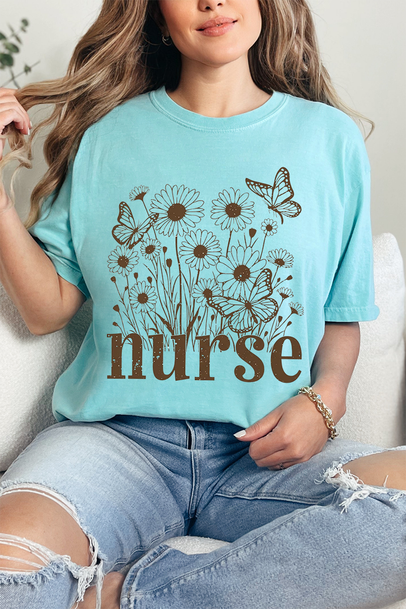 Wildflower Nurse Comfort Colors Adult Ring-Spun Cotton Tee