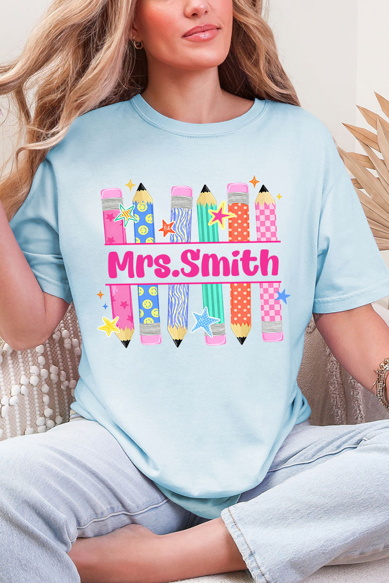 Personalized Pencil Party Comfort Colors Adult Ring-Spun Cotton Tee