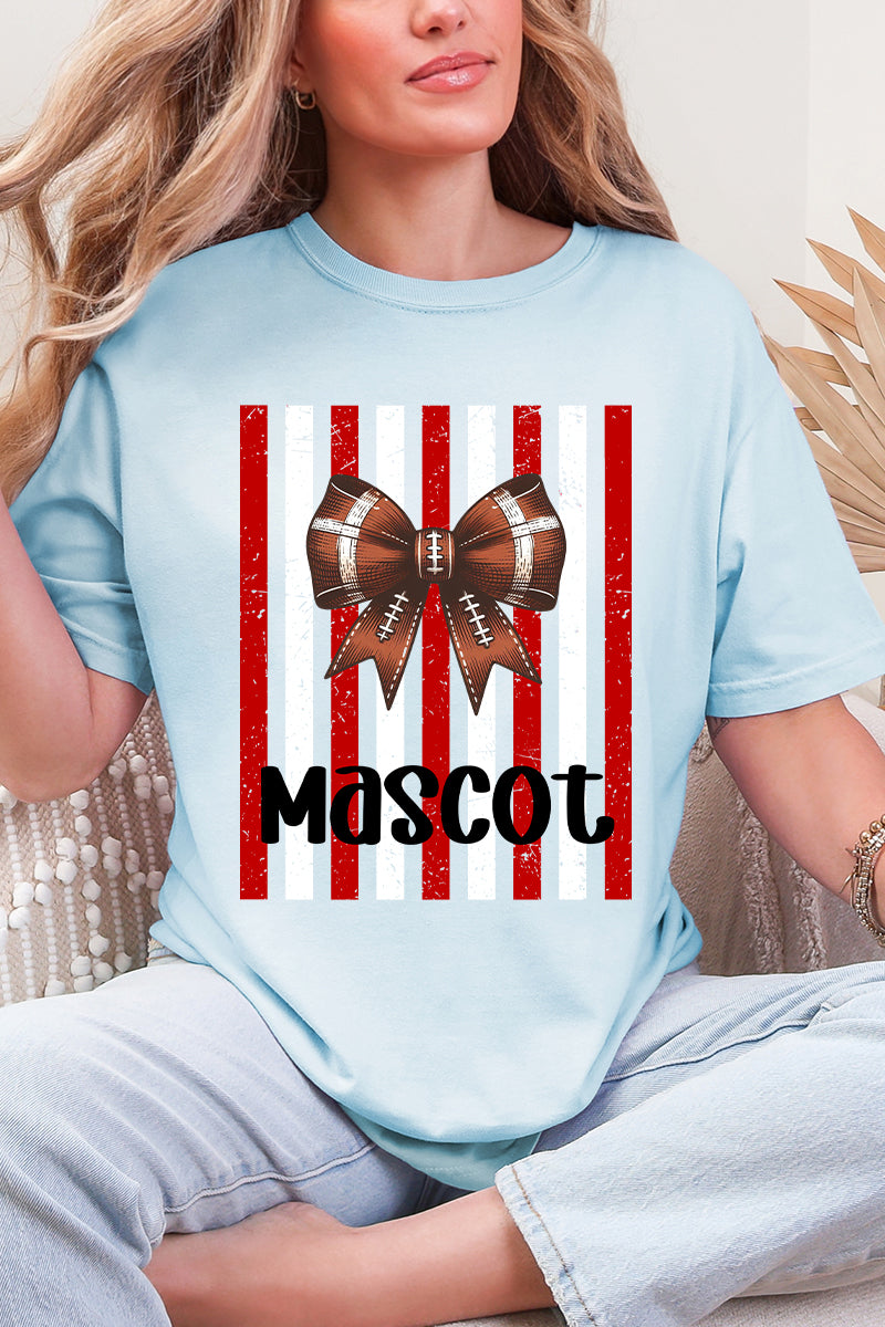 Personalized Red & White Varsity Bow Comfort Colors Adult Ring-Spun Cotton Tee *Enter Mascot Name