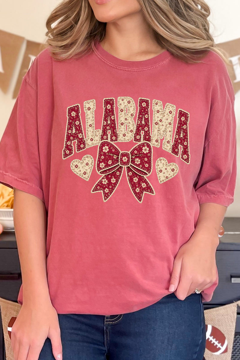 Alabama Blooming Bow Comfort Colors Adult Ring-Spun Cotton Tee