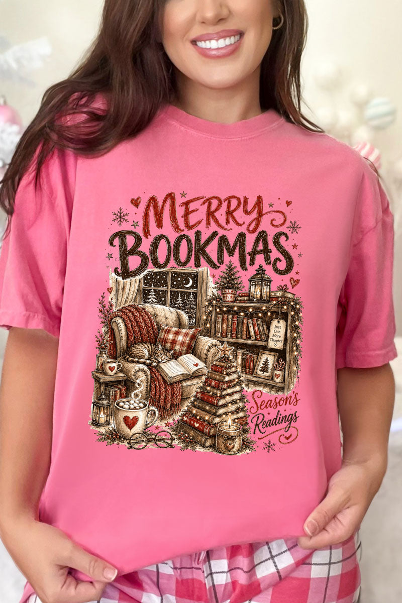 Merry Bookmas Comfort Colors Adult Ring-Spun Cotton Tee