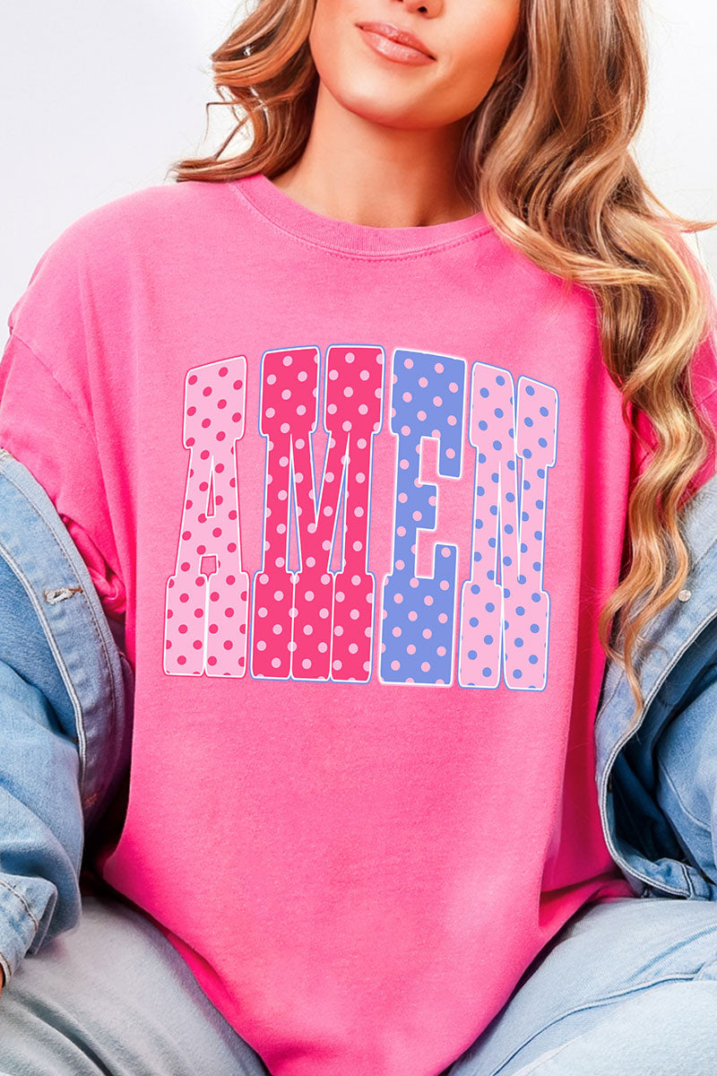 Polka Dot Pop Amen Comfort Colors Adult Ring-Spun Cotton Tee