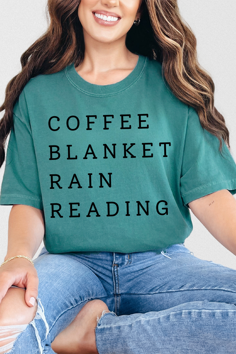 Coffee Blanket Rain Reading Comfort Colors Adult Ring-Spun Cotton Tee