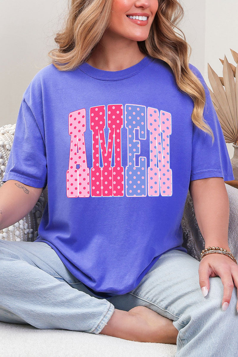 Polka Dot Pop Amen Comfort Colors Adult Ring-Spun Cotton Tee