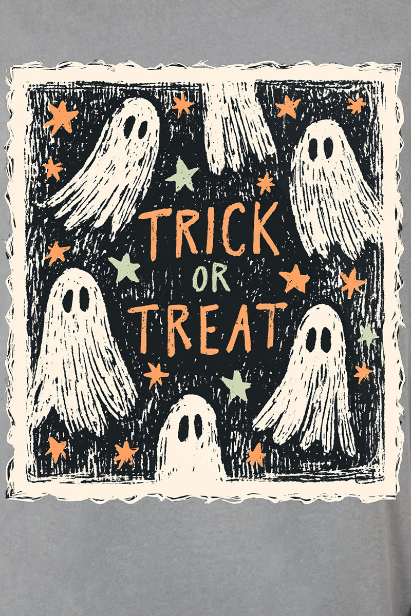 Trick Or Treat Ghost Crew Comfort Colors Adult Ring-Spun Cotton Tee