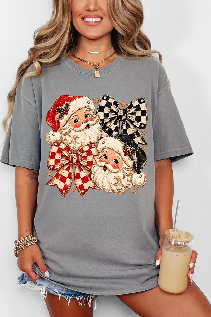 Merry Check Santa Comfort Colors Adult Ring-Spun Cotton Tee