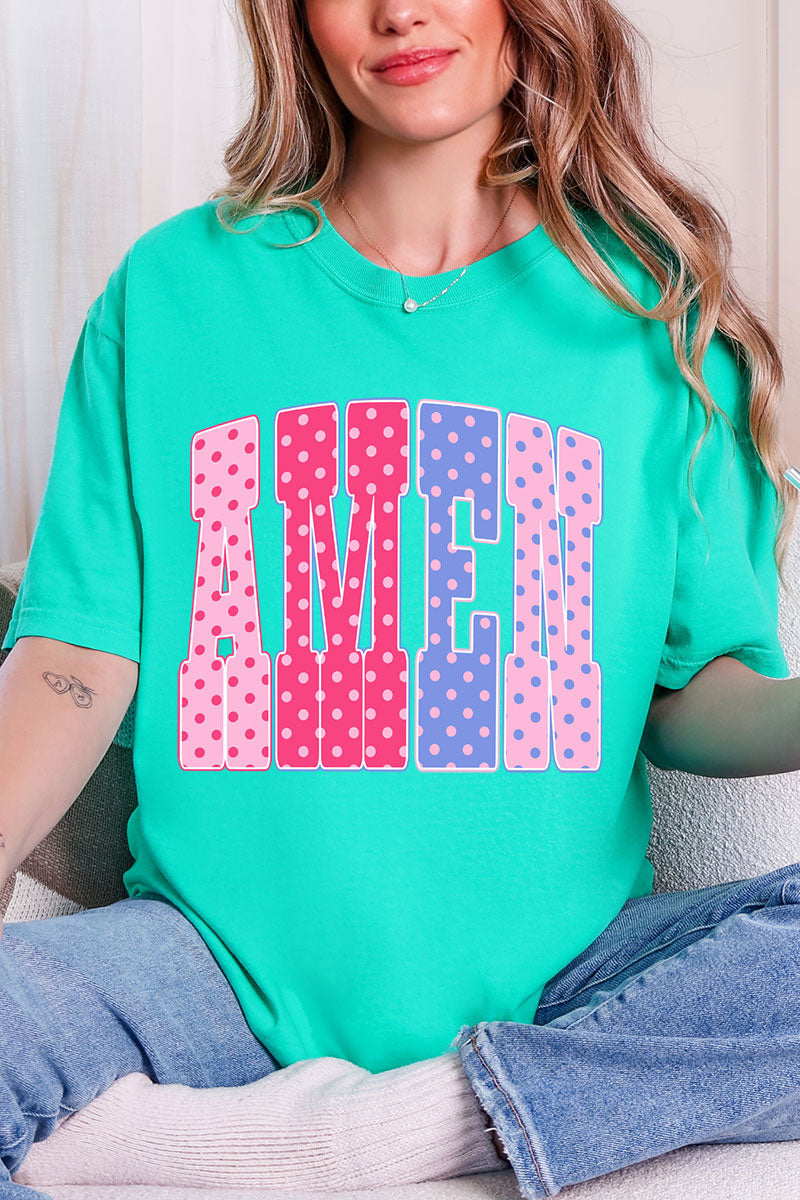 Polka Dot Pop Amen Comfort Colors Adult Ring-Spun Cotton Tee