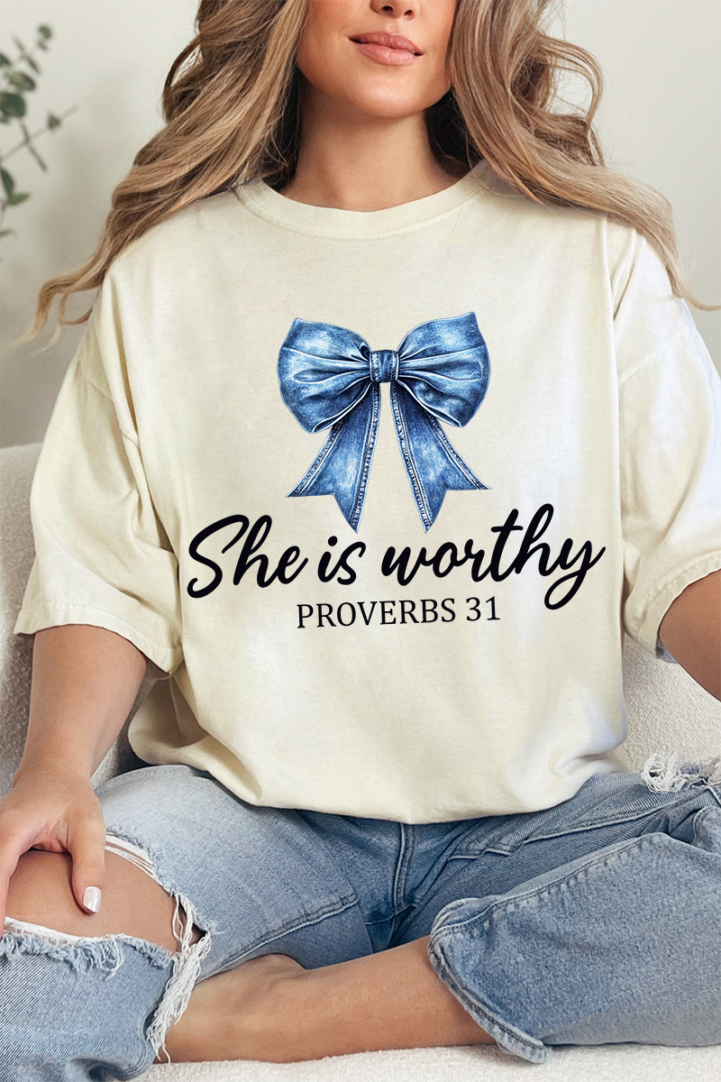 Blue Bow Worthy Comfort Colors Adult Ring-Spun Cotton Tee