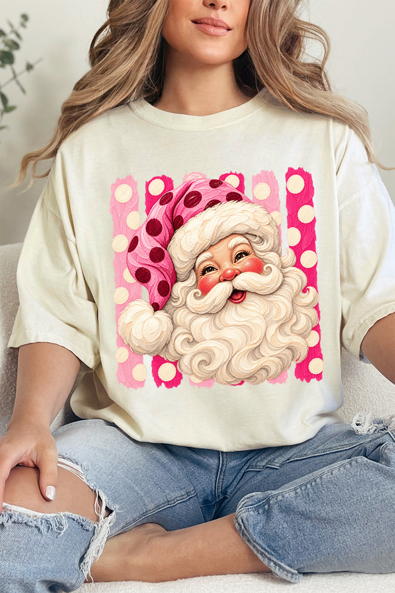Pink Dot Jolly Santa Comfort Colors Adult Ring-Spun Cotton Tee