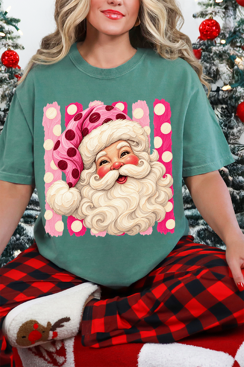 Pink Dot Jolly Santa Comfort Colors Adult Ring-Spun Cotton Tee