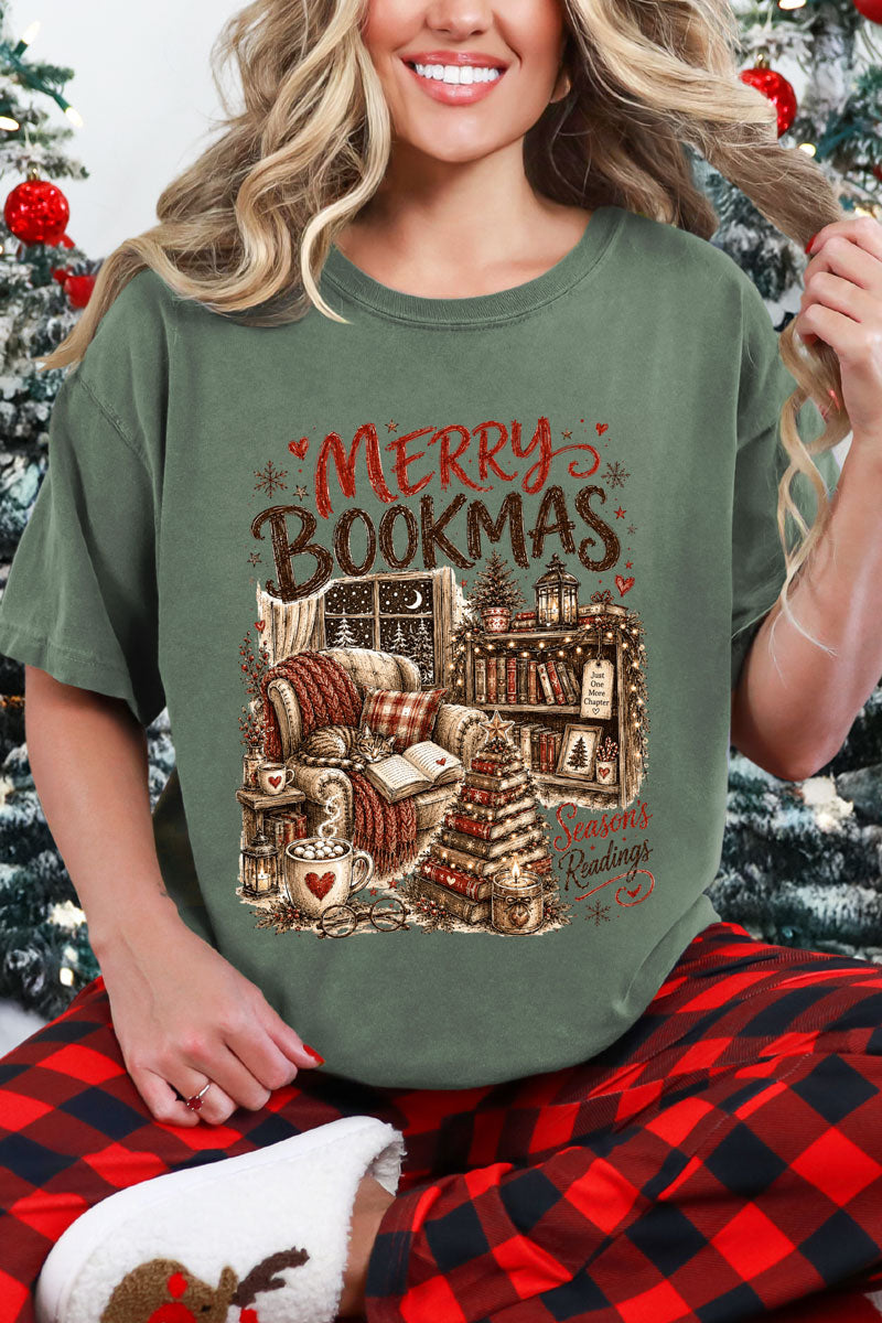 Merry Bookmas Comfort Colors Adult Ring-Spun Cotton Tee