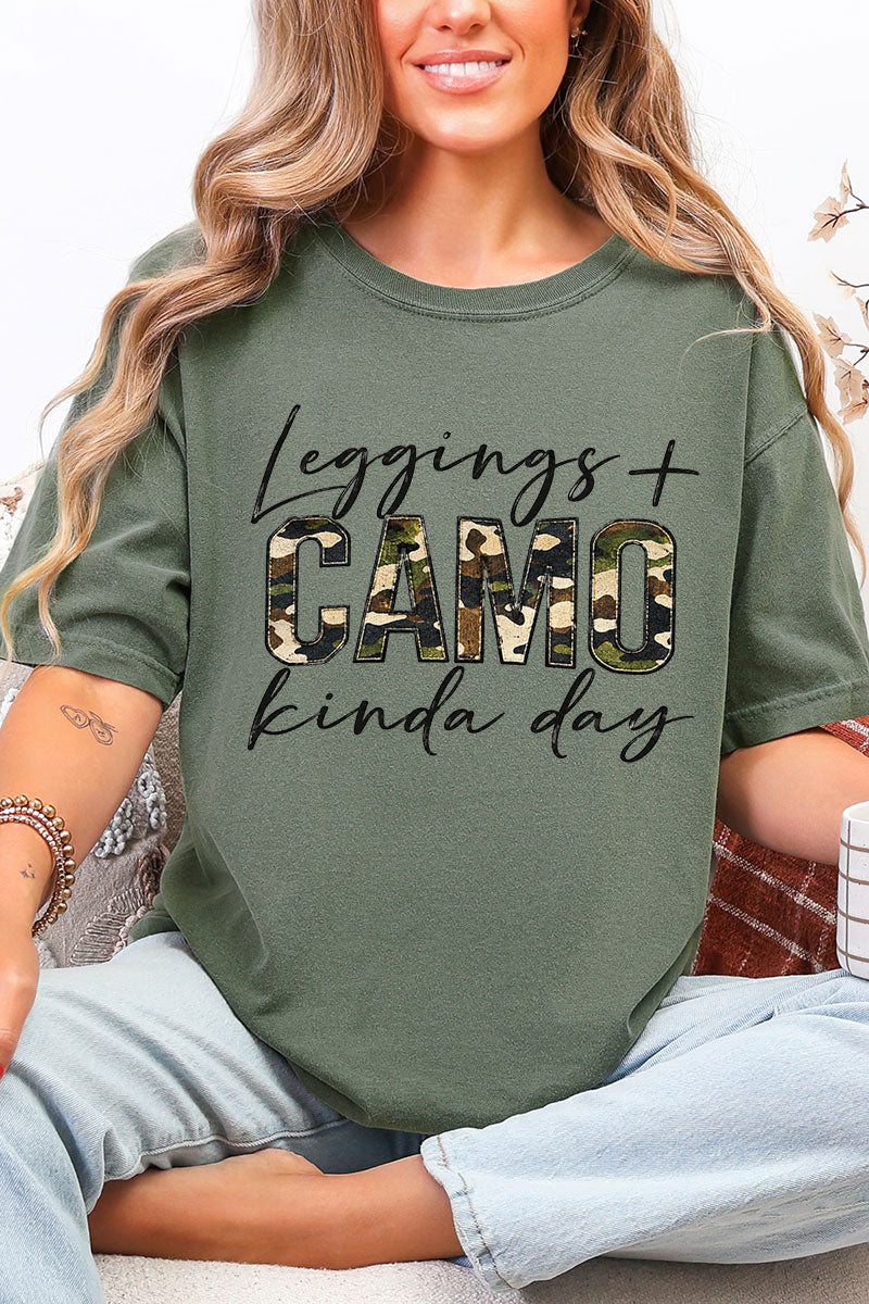 Leggings + Camo Kinda Day Comfort Colors Adult Ring-Spun Cotton Tee