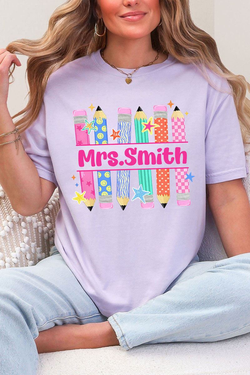 Personalized Pencil Party Comfort Colors Adult Ring-Spun Cotton Tee