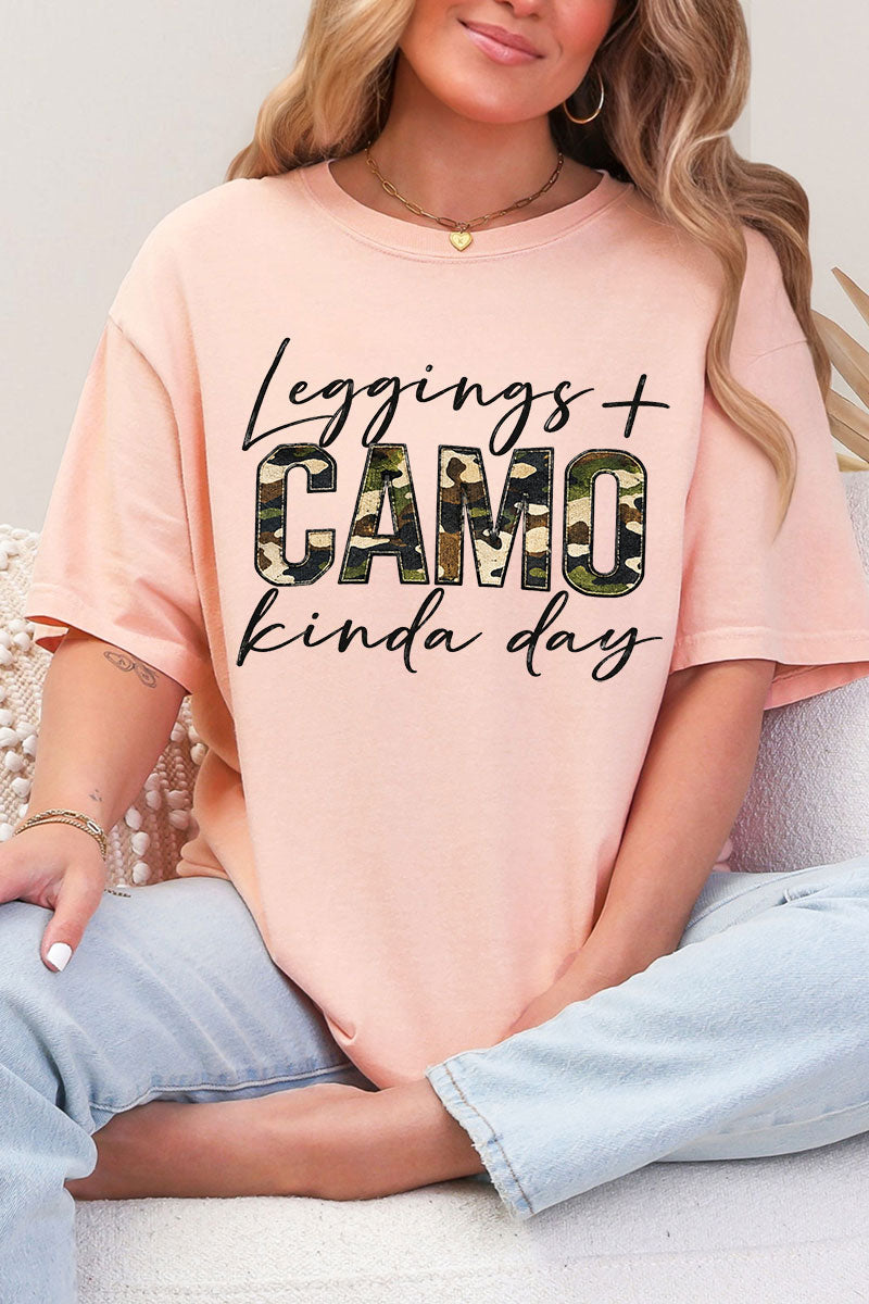 Leggings + Camo Kinda Day Comfort Colors Adult Ring-Spun Cotton Tee