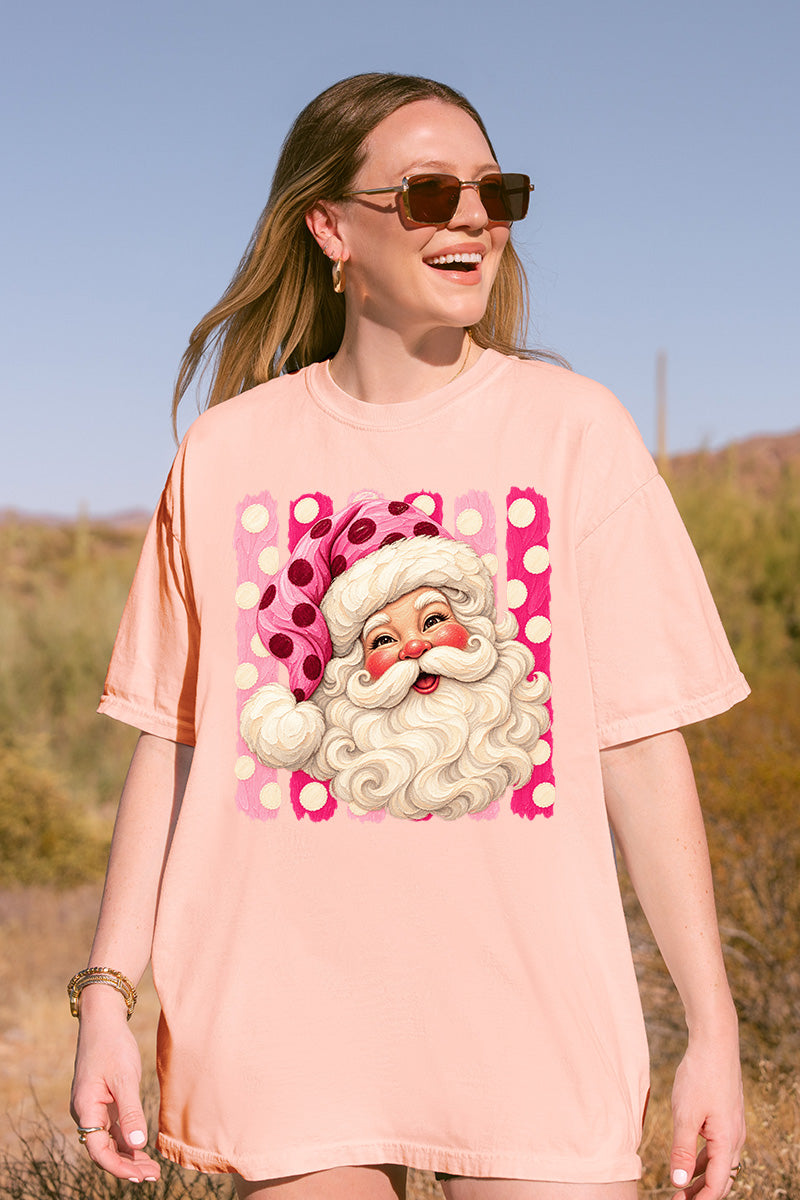 Pink Dot Jolly Santa Comfort Colors Adult Ring-Spun Cotton Tee