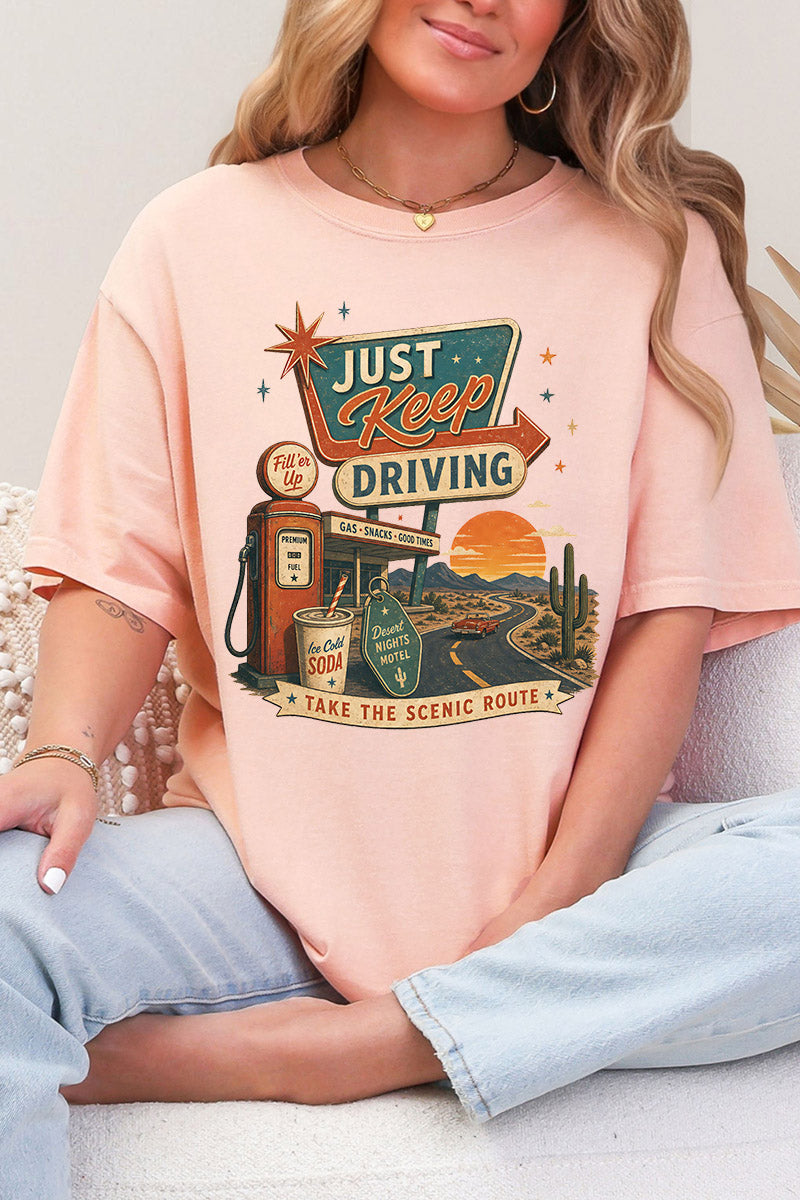 Just Keep Driving Comfort Colors Adult Ring-Spun Cotton Tee