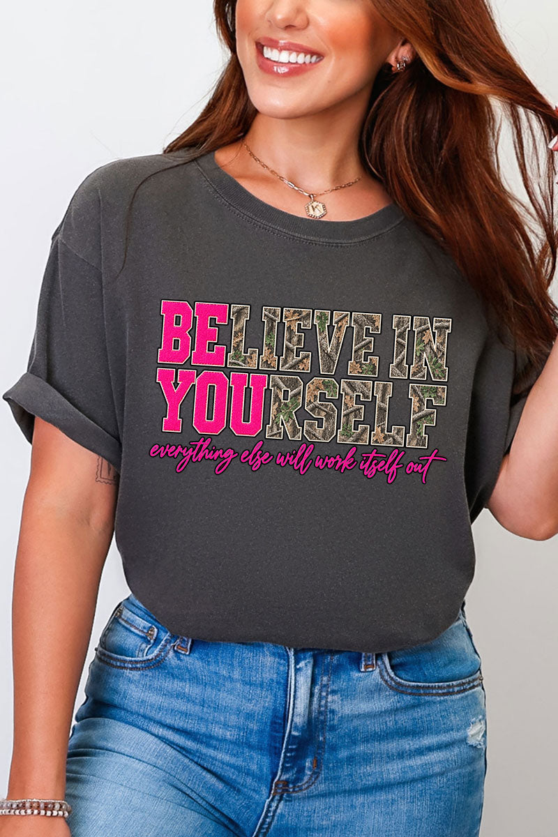 Believe In Yourself Pink Spark Comfort Colors Adult Ring-Spun Cotton Tee