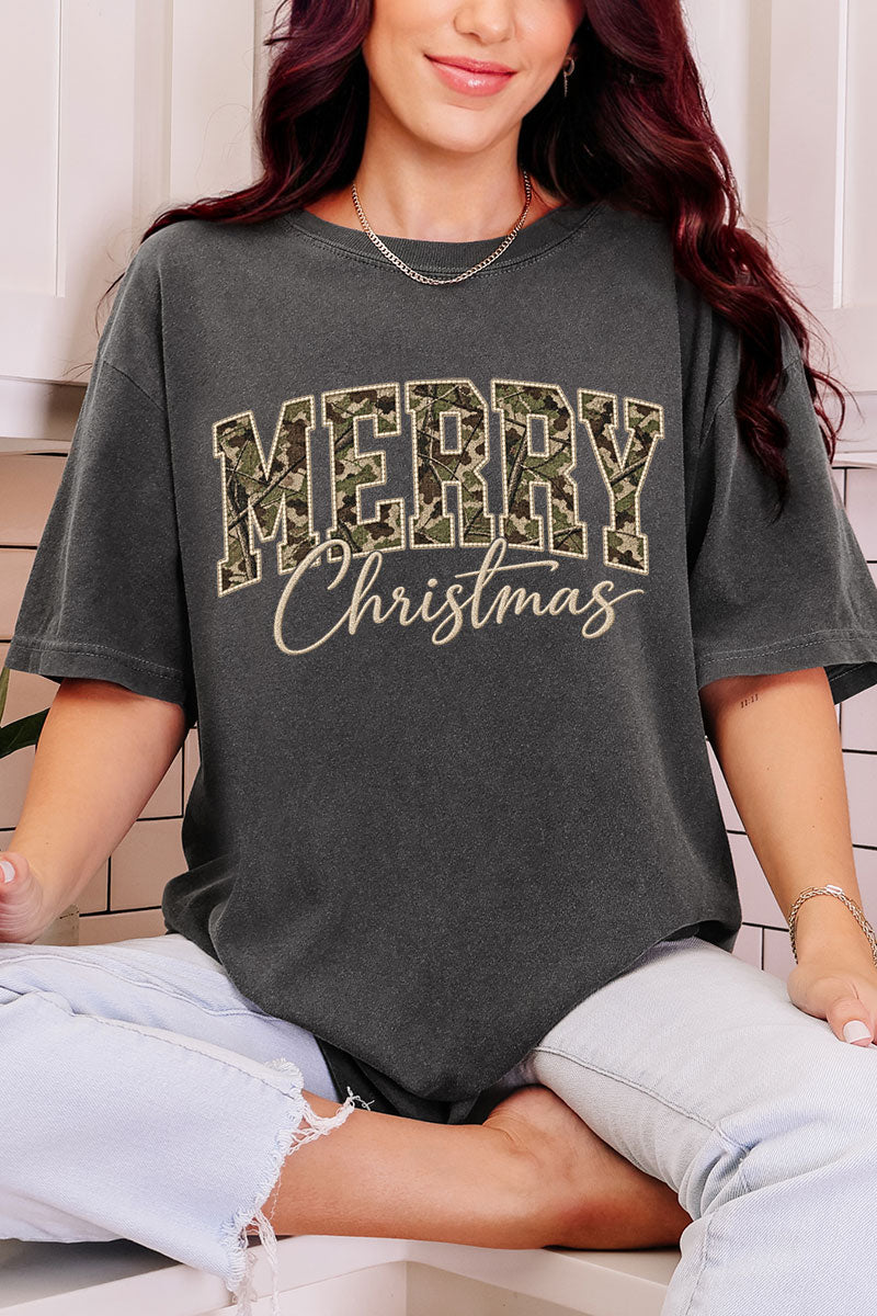 Camo Merry Christmas Comfort Colors Adult Ring-Spun Cotton Tee