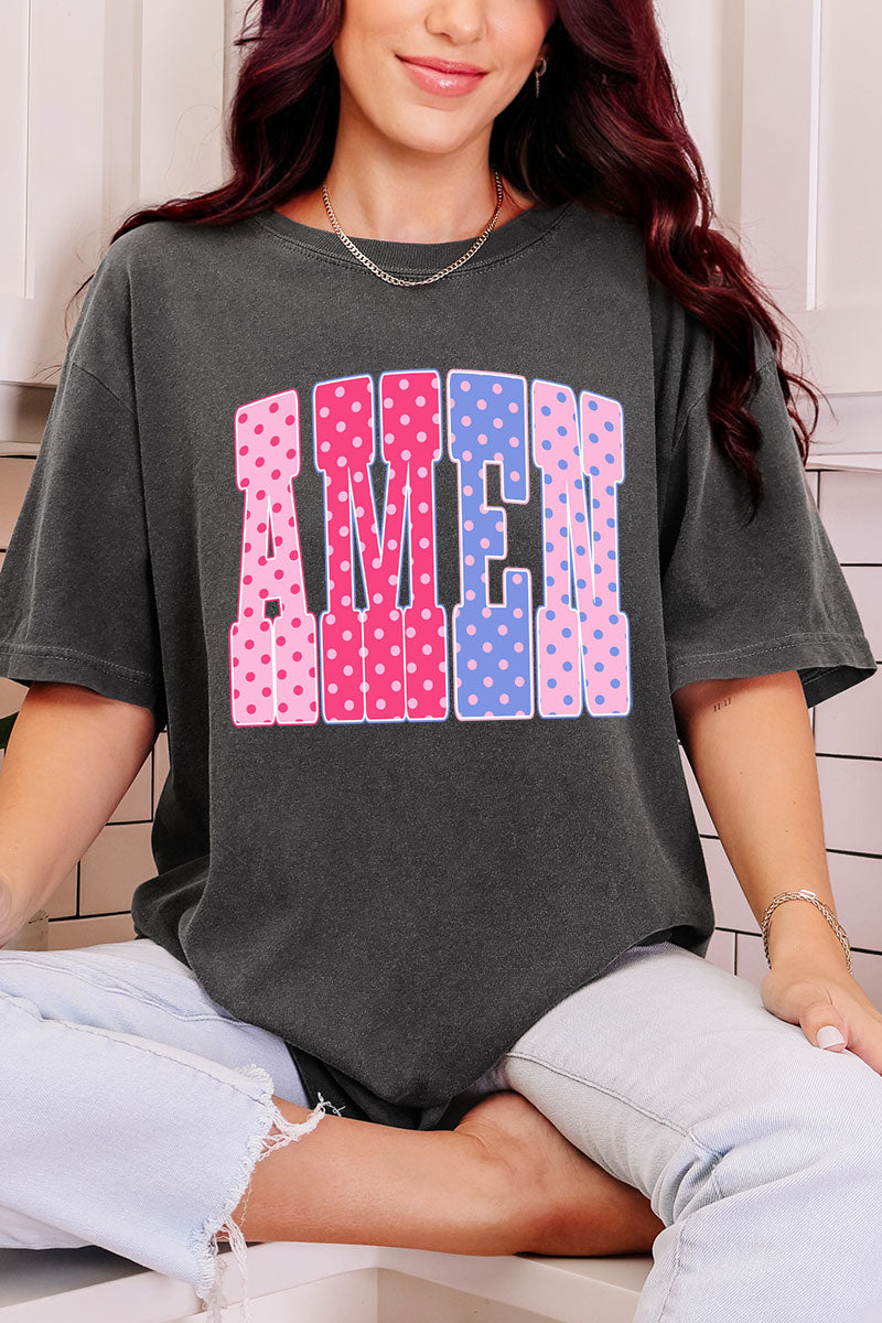 Polka Dot Pop Amen Comfort Colors Adult Ring-Spun Cotton Tee