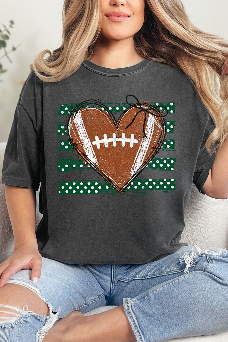 Green Football Sweetheart Comfort Colors Adult Ring-Spun Cotton Tee
