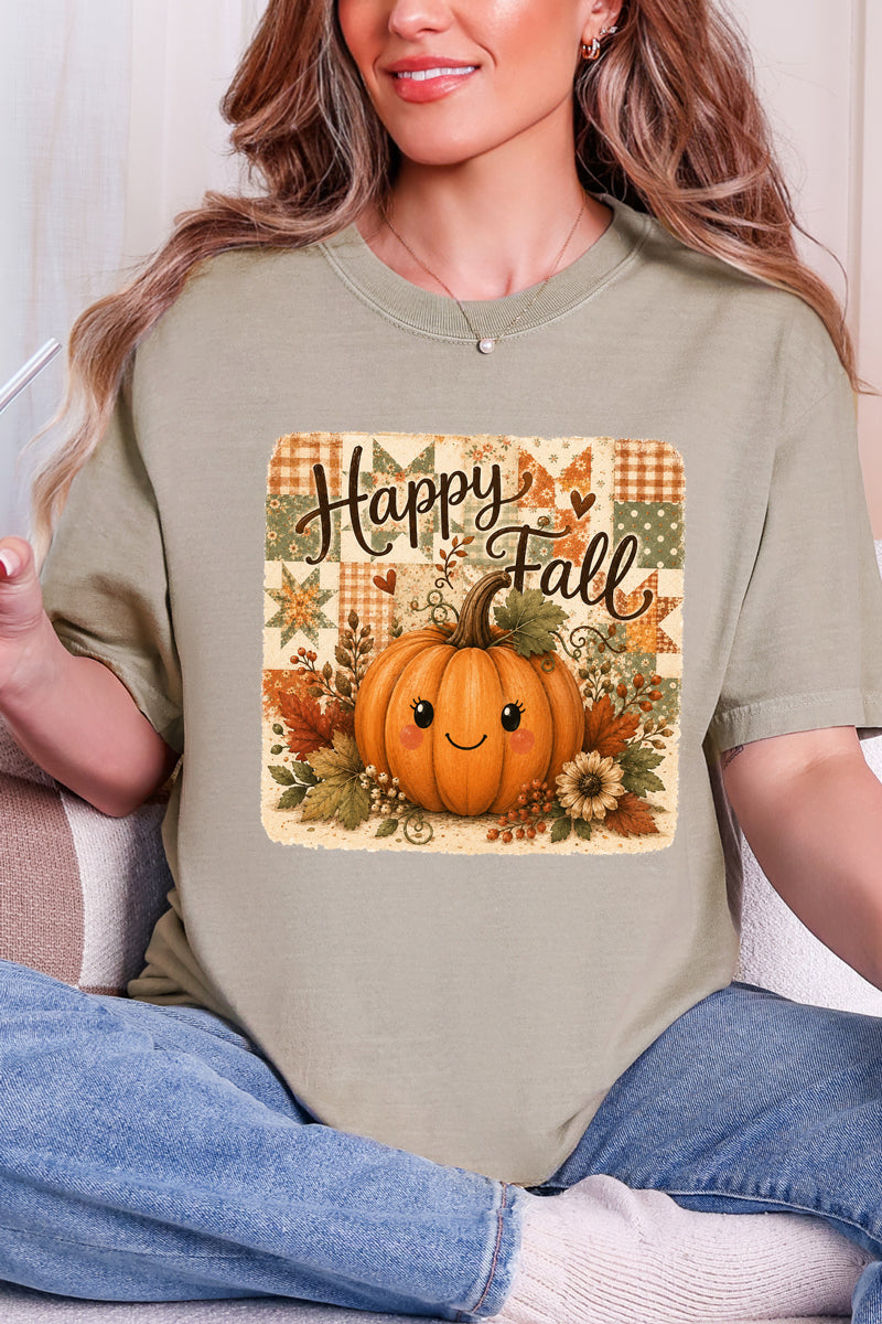 Happy Pumpkin Patchwork Comfort Colors Adult Ring-Spun Cotton Tee