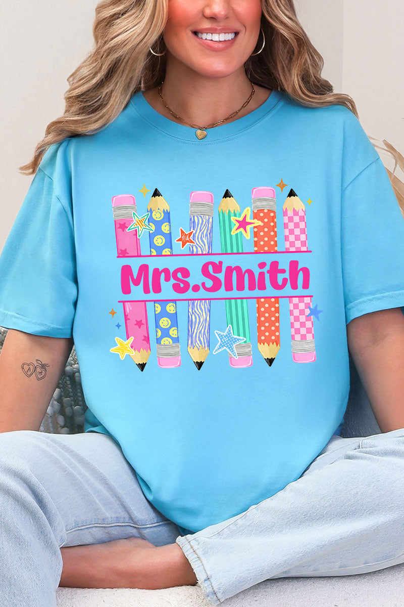 Personalized Pencil Party Comfort Colors Adult Ring-Spun Cotton Tee