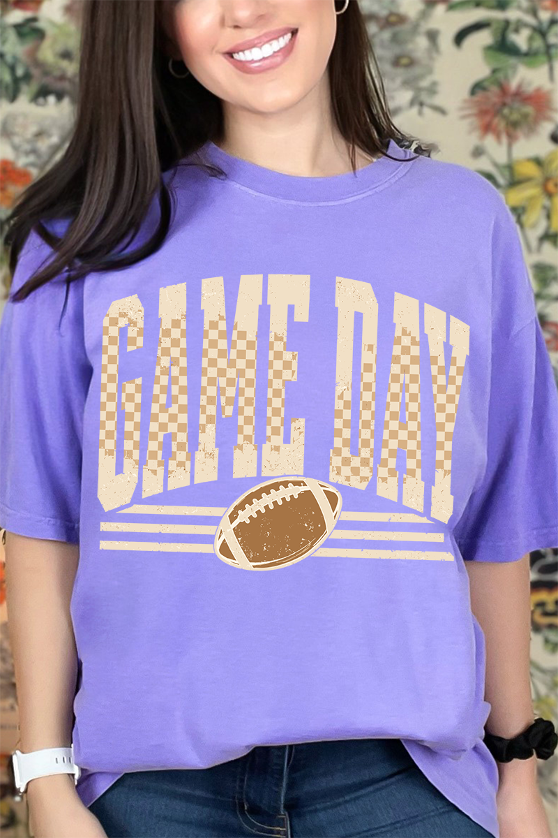 Checkered Taupe Game Day Comfort Colors Adult Ring-Spun Cotton Tee