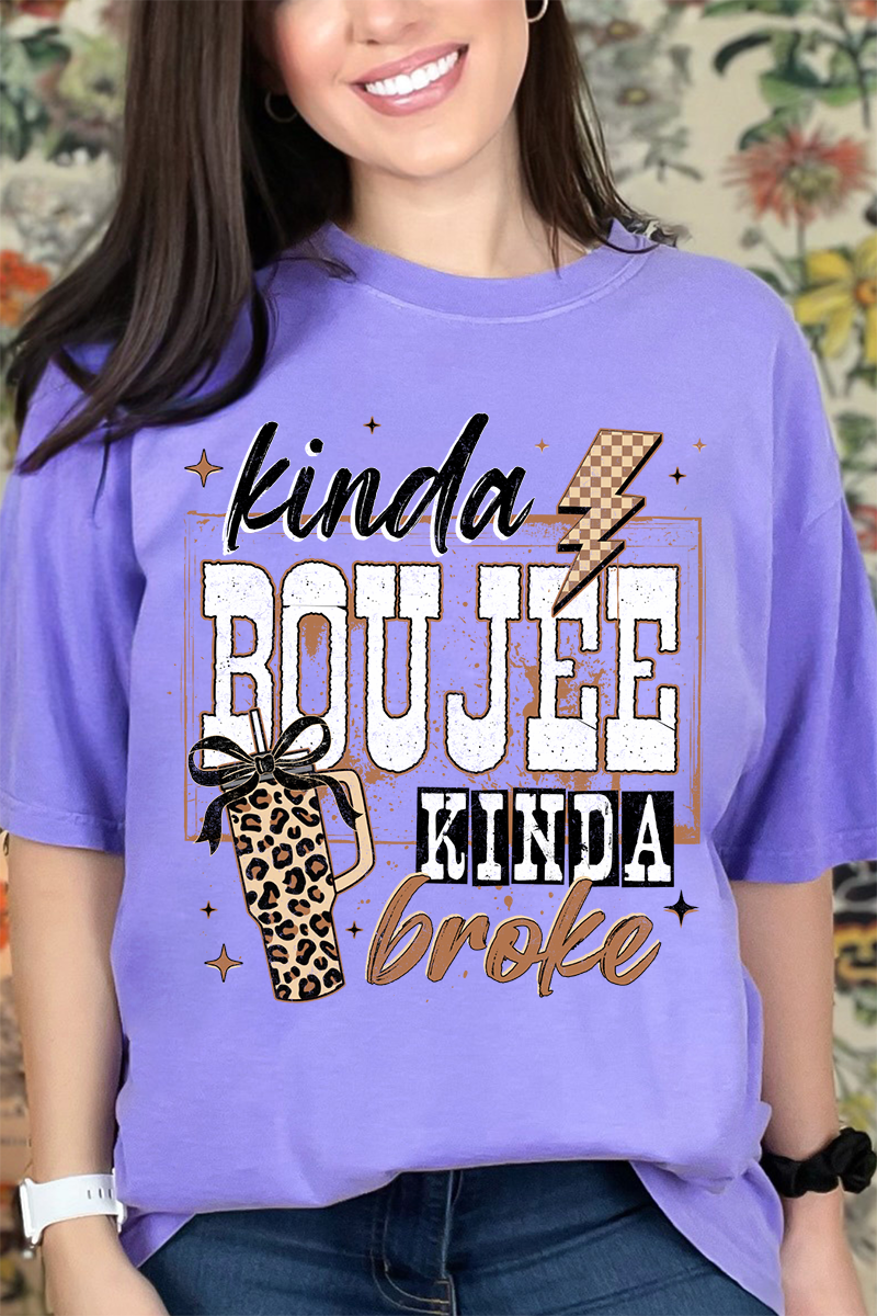 Kinda Boujee Kinda Broke Comfort Colors Adult Ring-Spun Cotton Tee