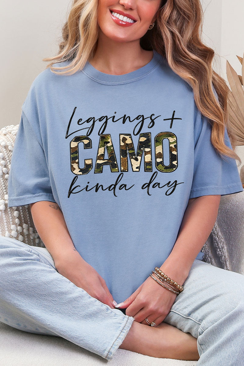 Leggings + Camo Kinda Day Comfort Colors Adult Ring-Spun Cotton Tee