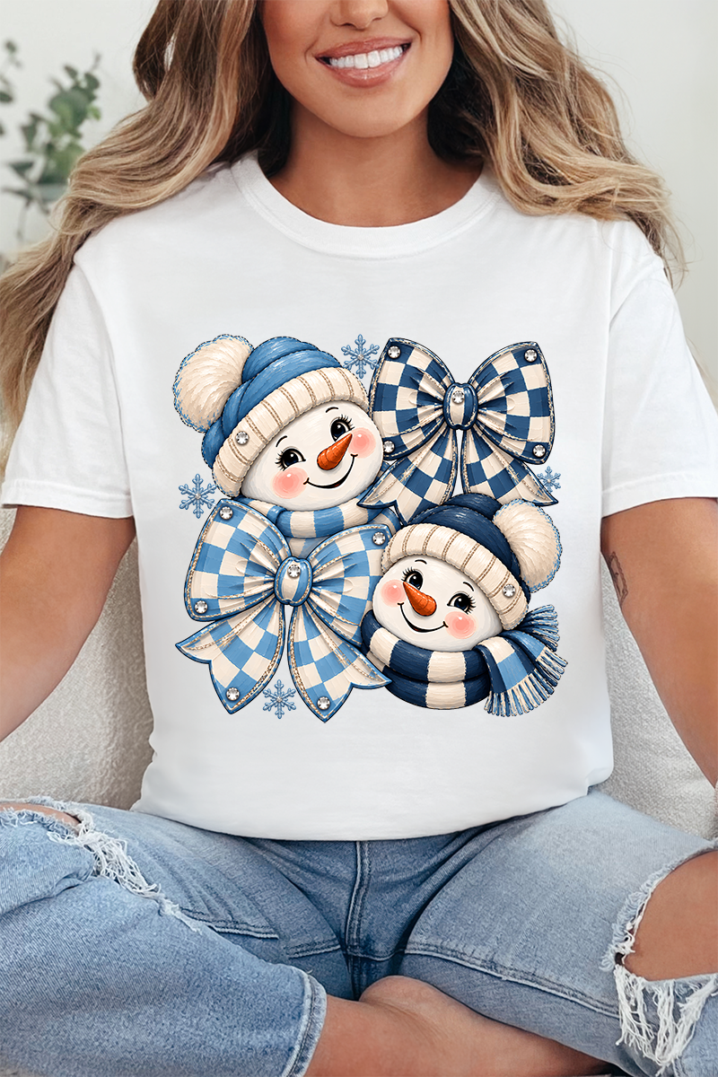 Winter Check Snowmen Comfort Colors Adult Ring-Spun Cotton Tee