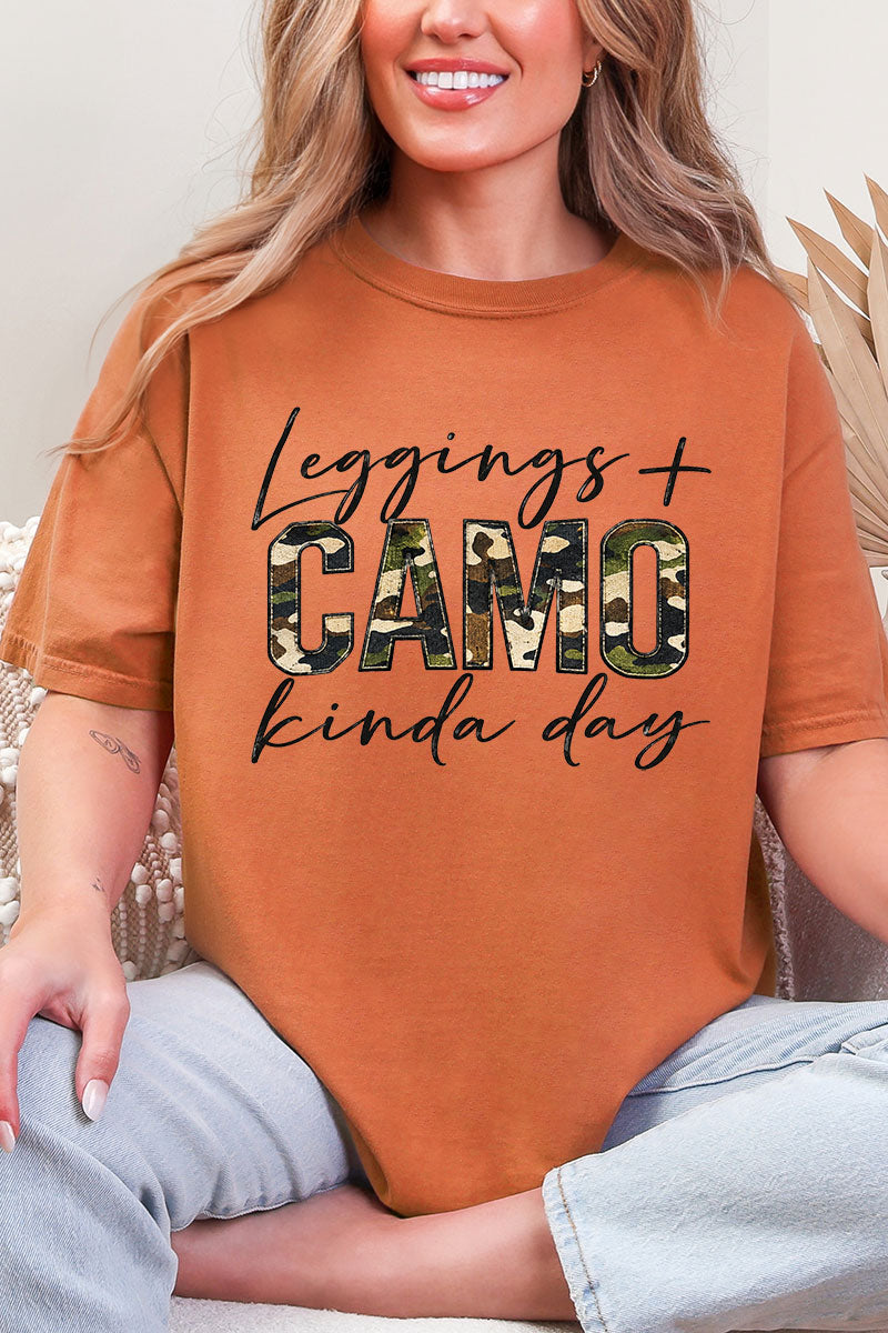 Leggings + Camo Kinda Day Comfort Colors Adult Ring-Spun Cotton Tee