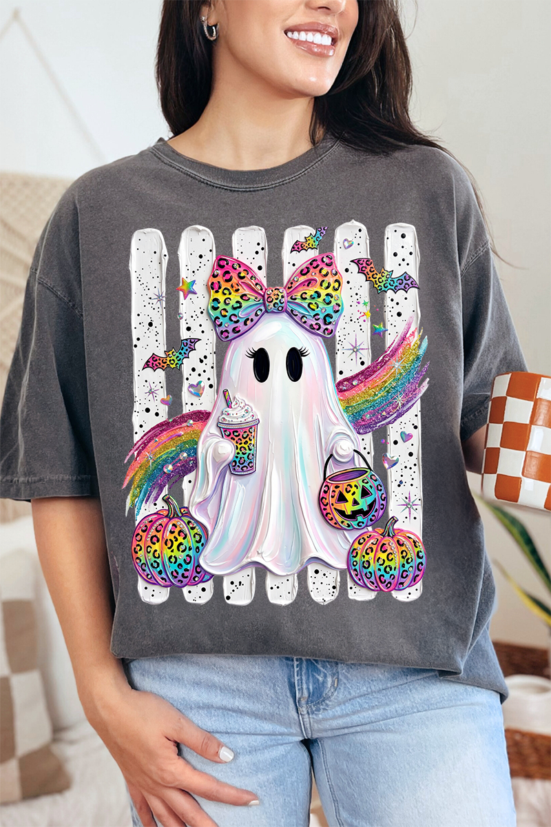 Rainbow Glam Ghost Comfort Colors Adult Ring-Spun Cotton Tee