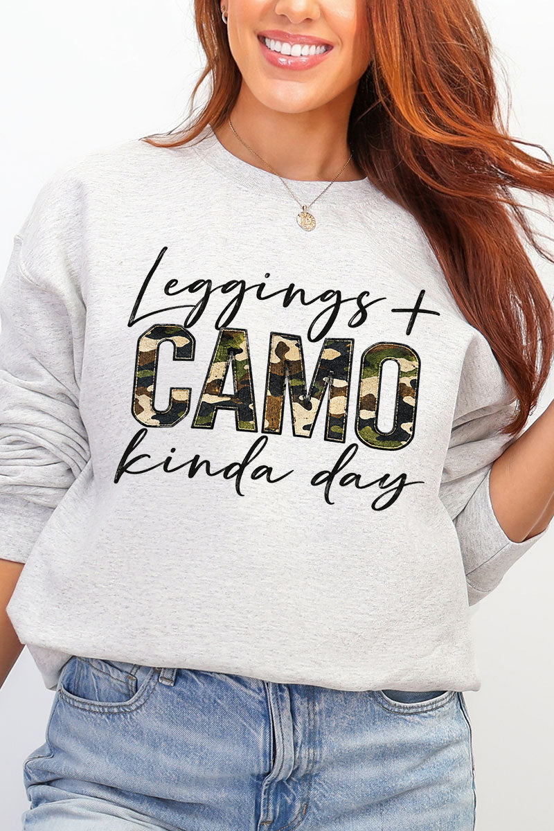Leggings + Camo Kinda Day Heavy Blend Crew Sweatshirt