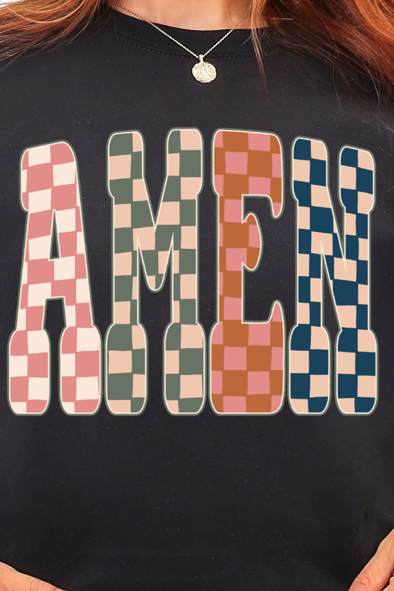 Checkered Amen Ready To Press DTF Transfer